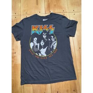 KISS Rock and Roll All Nite Graphic T-Shirt Mens Large Gray Mad Engine Band Tee